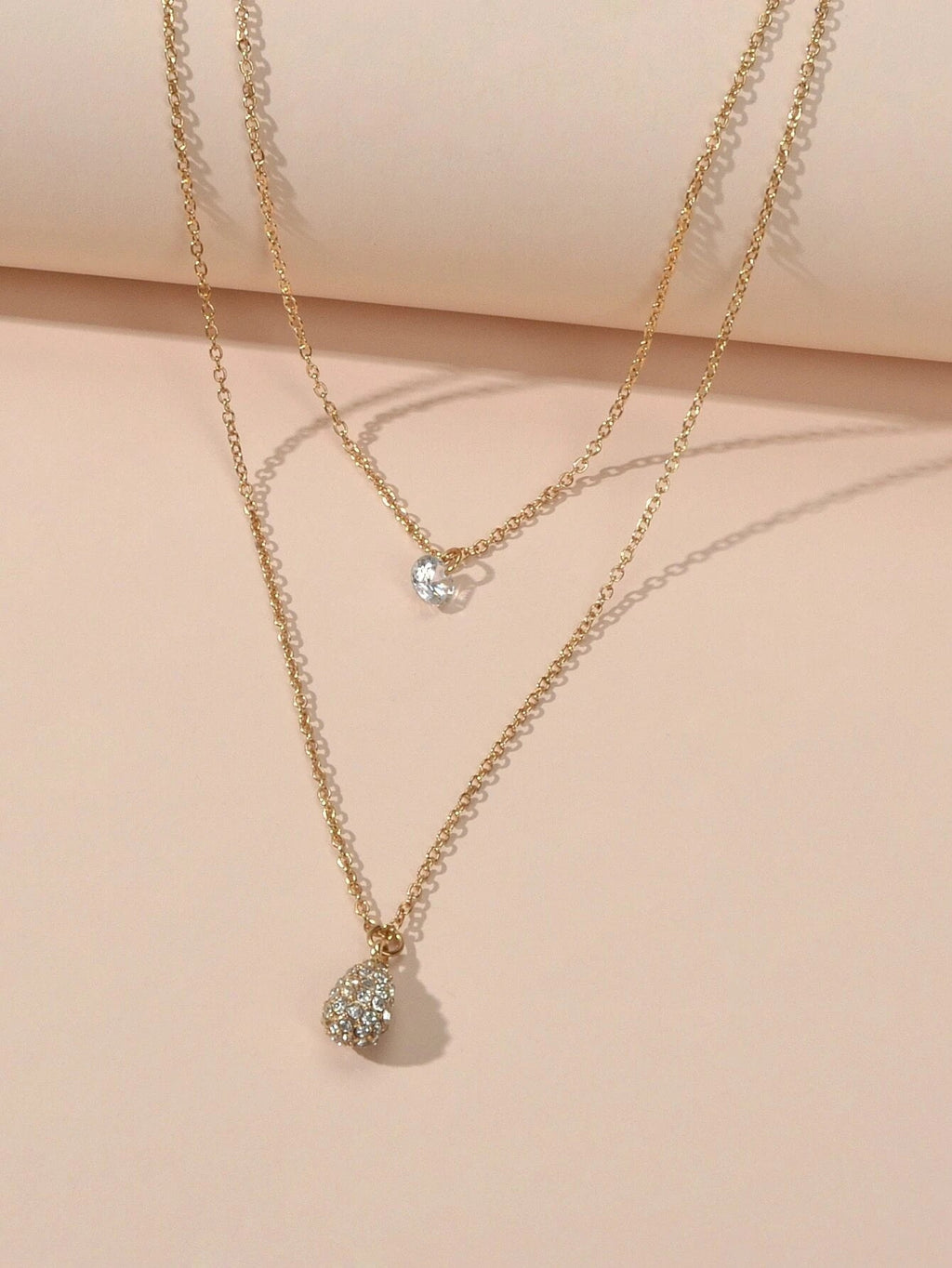 2 pcs Fashion Women Jewellery Rhinestone Decor Gold Chain Water Drop
