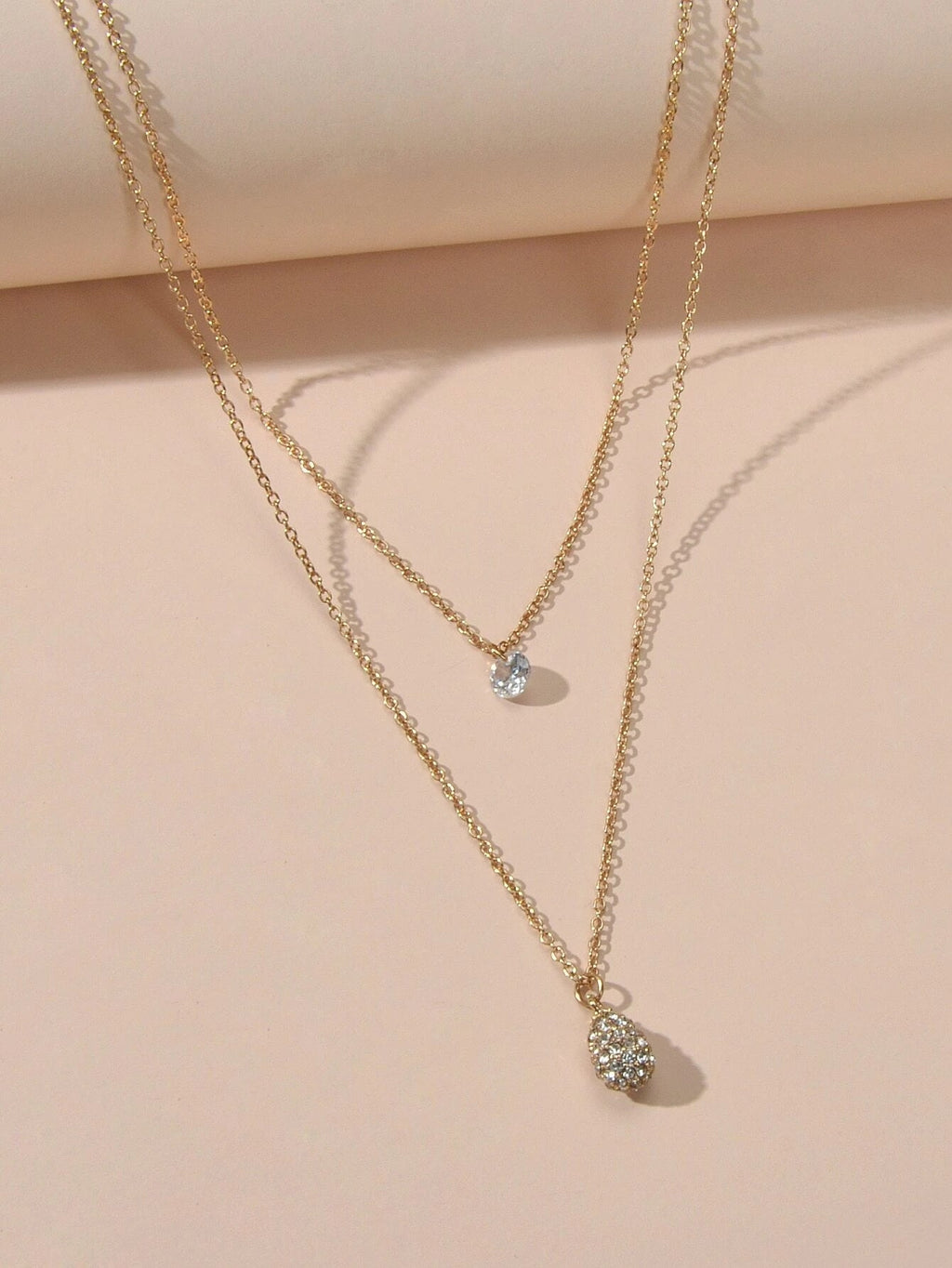2 pcs Fashion Women Jewellery Rhinestone Decor Gold Chain Water Drop