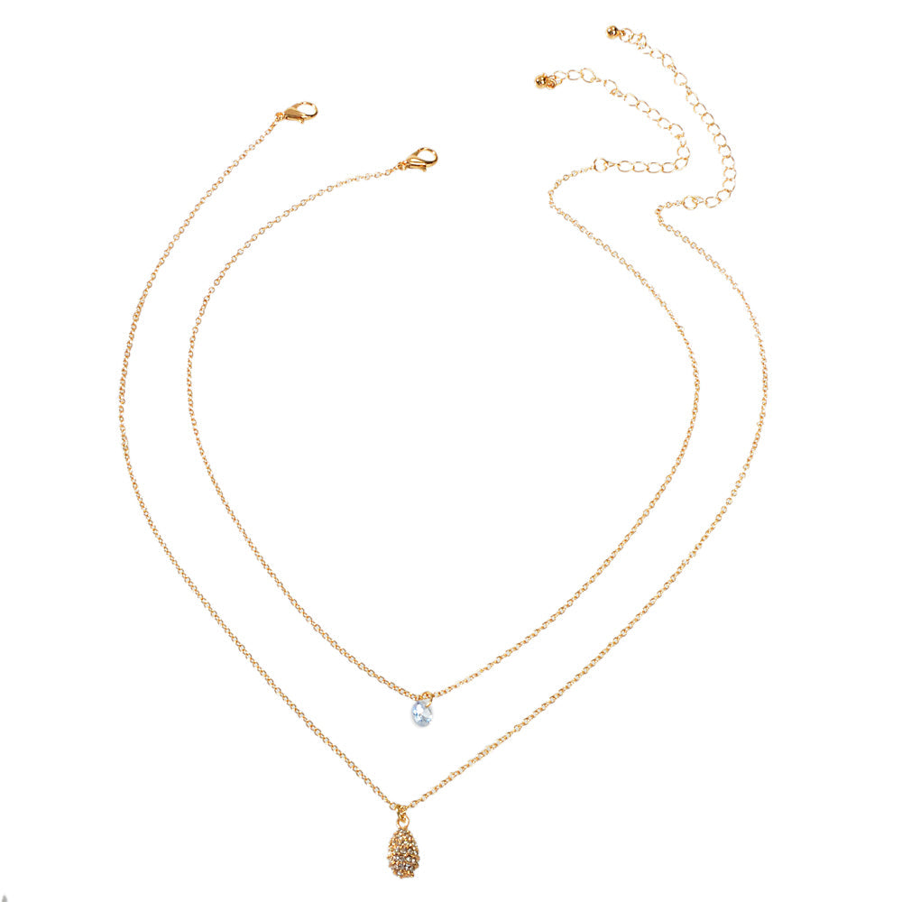 2 pcs Fashion Women Jewellery Rhinestone Decor Gold Chain Water Drop